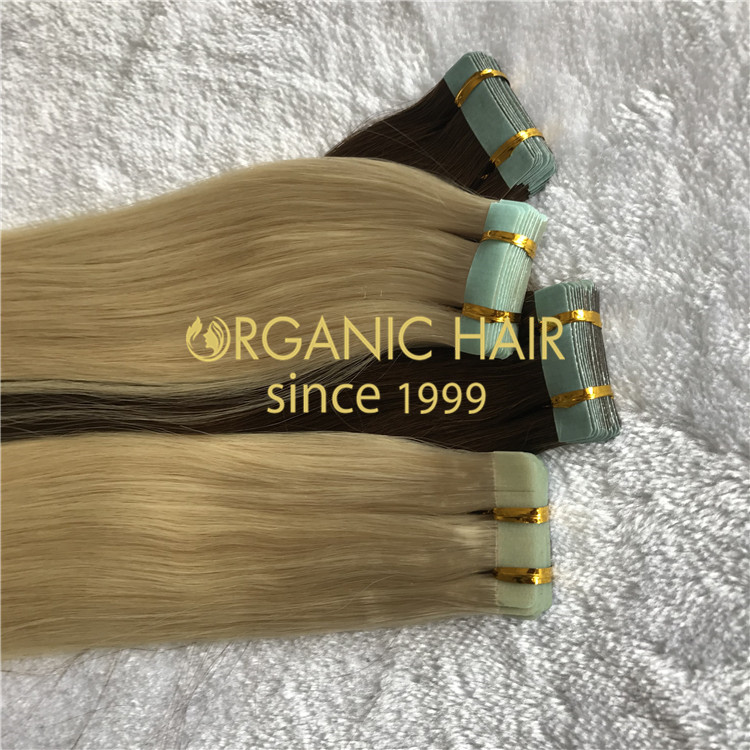  Blonde hair tape extensions  H175